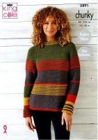 Knitting Pattern - King Cole 5891 - Wildwood Chunky - Ladies Sweater & Cardigan